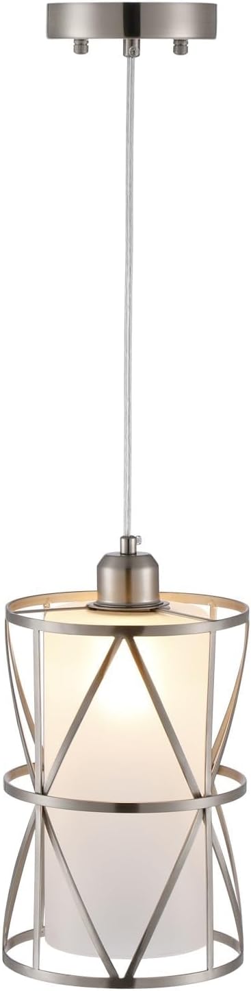 Pendant Lights Kitchen Island with Frosted Glass, Brushed Nickel Hanging Kitchen Lights, Cylindrical Modern Pendant Light, Kitchen Pendant Lighting Over Island, Foyer, Dining Room, Entryway