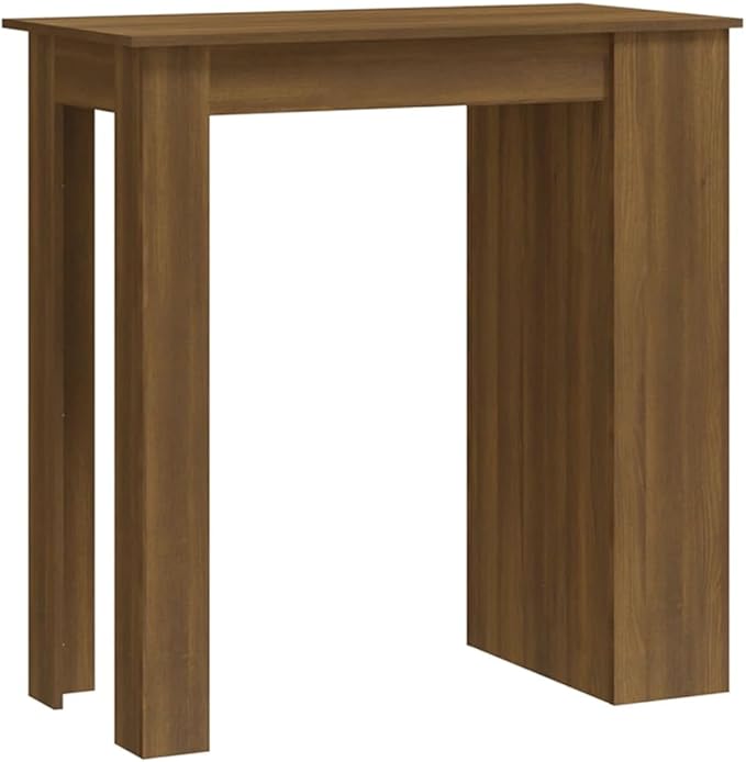 Modern Brown Oak Engineered Wood Bar Table with Three Shelves for Storage, Medium Size Stylish Furniture for Dining Living Space Home Bar Kitchen