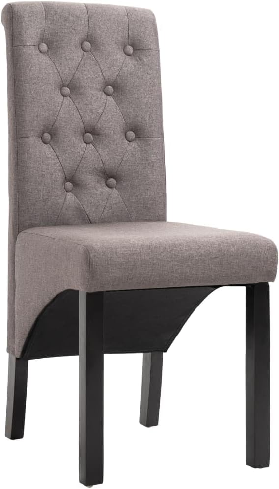 6 Piece Taupe Fabric Dining Chairs Set with Solid Wood Legs, Modern Farmhouse Kitchen Chairs for Dining Room, Comfortable Upholstered Seat Height Adjustable Furniture