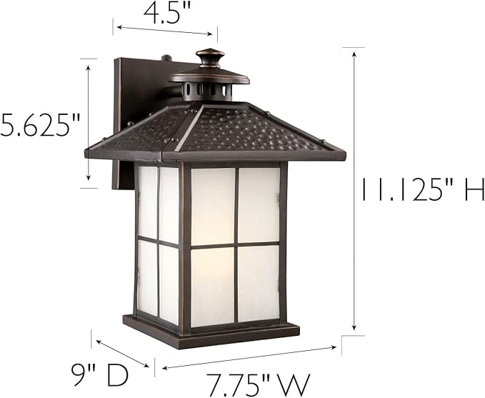 Design House 516781 Gladstone Traditional LED 1-Light Outdoor Wall Mount Dimmable Frosted Seedy Glass and Dusk to Dawn Photocell Sensor for Porch Entryway Patio Garage, Oil Rubbed Bronze