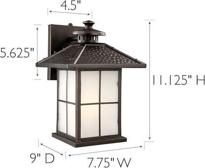 Design House 516781 Gladstone Traditional LED 1-Light Outdoor Wall Mount Dimmable Frosted Seedy Glass and Dusk to Dawn Photocell Sensor for Porch Entryway Patio Garage, Oil Rubbed Bronze