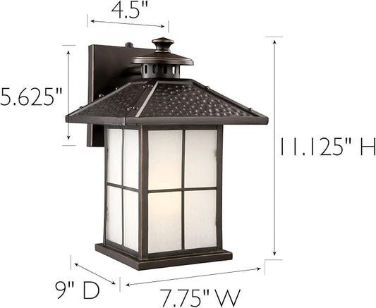 Design House 516781 Gladstone Traditional LED 1-Light Outdoor Wall Mount Dimmable Frosted Seedy Glass and Dusk to Dawn Photocell Sensor for Porch Entryway Patio Garage, Oil Rubbed Bronze