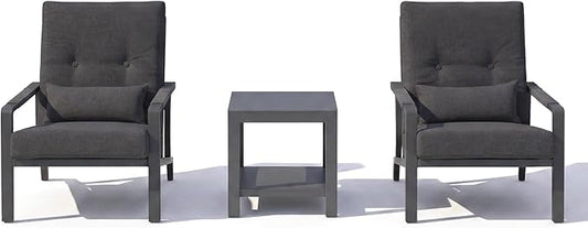 Patio Furniture Set, 3 Pieces Outdoor Patio Furniture with Coffee Table Set, Metal Patio Conversation Sets with Washable and High-Resiliency Sponge Cushions,Upgarded Grey