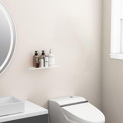 Danpoo White Floating Shelf for Wall Storage, Metal Wall Shelf for Living Room/Bathroom/Kitchen/Bedroom, 12” Small Display Shelf for Collectibles