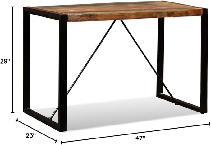 Reclaimed Wood Dining Table Industrial Style 47.2 Inch Long Narrow Rectangular Farmhouse Table for Kitchen Dining Room Small Spaces