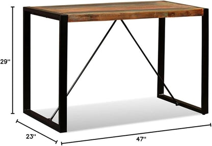 Reclaimed Wood Dining Table Industrial Style 47.2 Inch Long Narrow Rectangular Farmhouse Table for Kitchen Dining Room Small Spaces