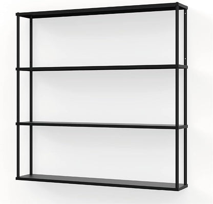 Mango Steam Wall-Mounted Steel Floating Shelving Unit for Kitchen, Storage or Display Use -36 H x 36 W x 6 D Inches- Black -