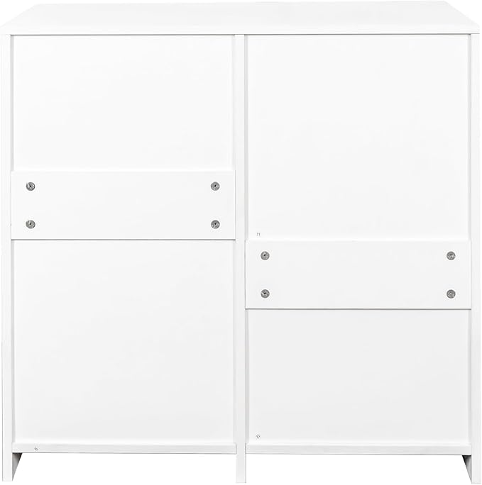 KEIKI Laundry Cabinet with Doors and shelf, Tilt-Out Laundry Hamper, Freestanding Style, Adjustable Shelf, Accent Table for Bathrooms Laundry Room Kitchen, White, (Style D)