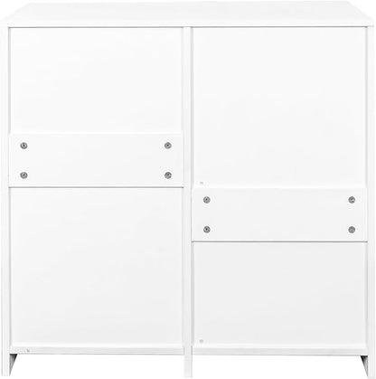 KEIKI Laundry Cabinet with Doors and shelf, Tilt-Out Laundry Hamper, Freestanding Style, Adjustable Shelf, Accent Table for Bathrooms Laundry Room Kitchen, White, (Style D)