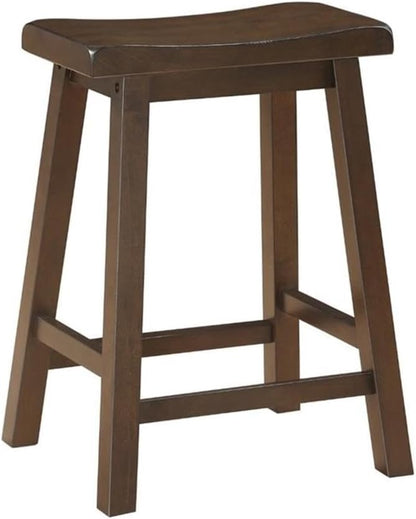 Pemberly Row 3 Piece Wood Counter Height Dining Set with Saddle Stools, Small Farmhouse Bar Table for 2 People, Tall Dinette Set for Smal Space, Dark Brown