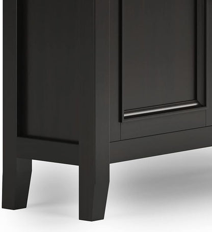 SIMPLIHOME Amherst 36-inch Wide Transitional-Style Storage Cabinet in Hickory Brown with Drawers and Adjustable Shelves for Entryway or Living Room