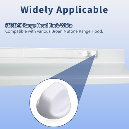 Upgraded S600349 Range Hood Knob, S99360233 Vent Hood Fan Control Knob Replacement Part fit for Broan Nutone, White (4 Pack)