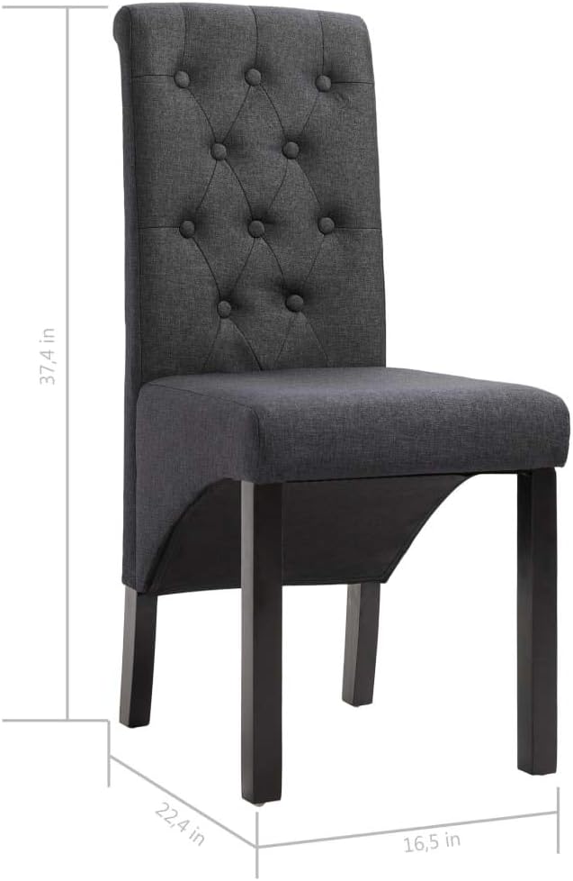 Set of 6 Dark Gray Dining Chairs, 16.5"x22"x37.4" Rubberwood Frame, Ergonomic Modern Accent Seat for Dining Room, Kitchen, Living Room, Small Space