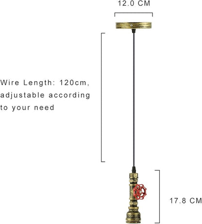 Kawell Vintage Pendant Light Fixtures Industrial Retro Ceiling Chandelier Creative Water Pipe Hanging Light Fixtures Art Deco Iron E26 60W Max for Bedroom Cafe Bar Restaurant Kitchen, Bronze Color