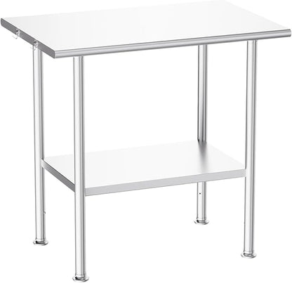 Atelicf Stainless Steel Prep Table for Work, 24 * 36 Inch, High Load Bearing with Undershelf for BBQ, Restaurants, Workshops, Kitchens, Garages and Gardens