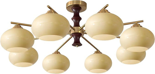 KCO Lighting Brass Dining Room Ceiling Light Fixture Gold Wood Chandelier Retro Sputnik Ceiling Light Fixture Large Farmhouse Entry Light Fixtures