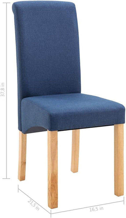 Modern Blue Fabric Dining Chairs Set of 4 with Wooden Frame - Sturdy Kitchen & Living Room Furniture for Home Dining Comfort