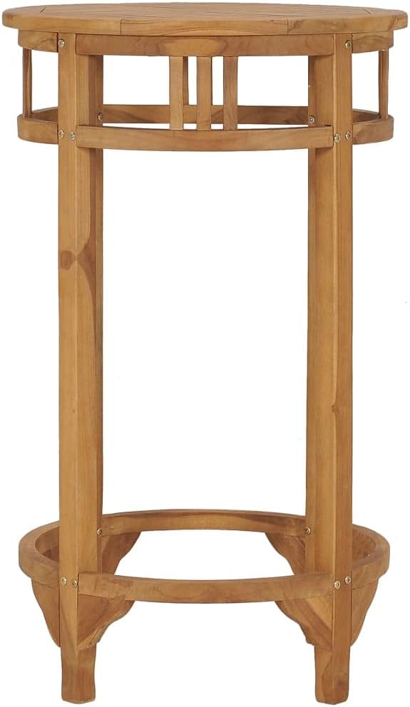 Solid Teak Wood Round Bar Table Compact Durable Dining Table 23.6" Diameter 41.3" Tall for Kitchen & Dining Room Use Indoor Outdoor Patio Balcony Versatile Furniture for Small Spaces