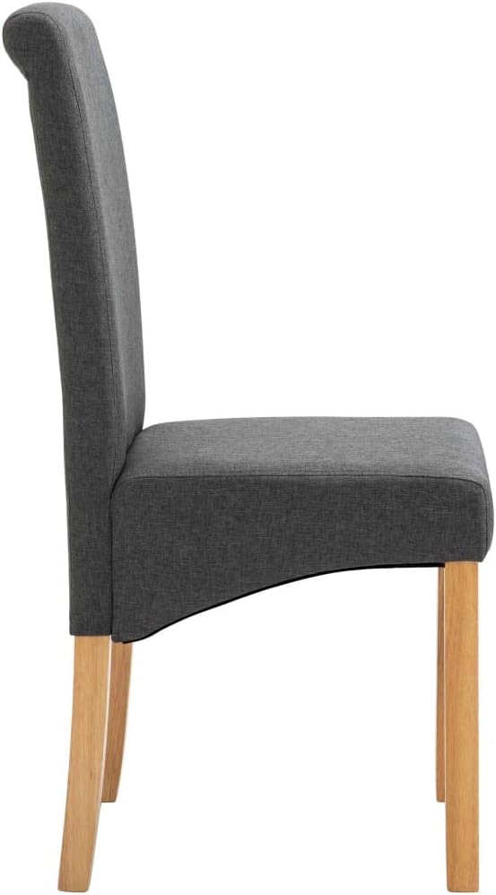 Dining Chair Set of 6 Gray Fabric Ergonomic Design with Wood Frame for Dining Room Kitchen and Living Room