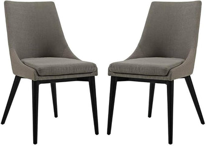 Modway Viscount Mid-Century Modern Upholstered Fabric Two Kitchen and Dining Room Chairs in Granite