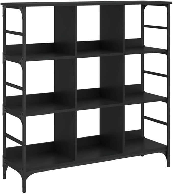 Black Industrial Sideboard, Engineered Wood, Matte Finish, 40.2x40.2x40.7 Inch Large Buffet Cabinet with Adjustable Feet, for Living Room, Hallway Kitchen Furniture