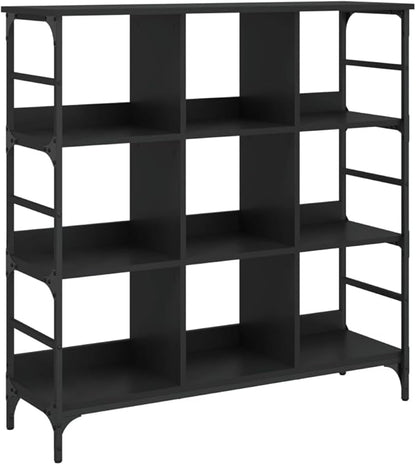 Black Industrial Sideboard, Engineered Wood, Matte Finish, 40.2x40.2x40.7 Inch Large Buffet Cabinet with Adjustable Feet, for Living Room, Hallway Kitchen Furniture