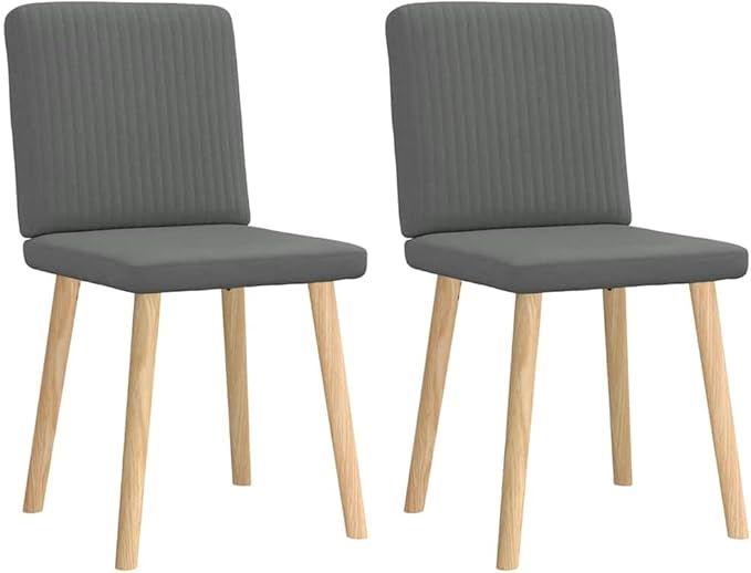 Modern Dining Chairs 2-Pack Dark Gray Fabric Upholstered Accent Chairs with Metal Frame for Kitchen, Living Room, Bedroom – Comfortable Seating & Sturdy Construction