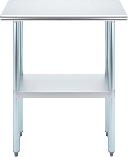 Stainless Steel Work Table | NSF Kitchen Island Food Prep | Laundry Garage Utility Bench (Table, 30" Long X 14" Deep)
