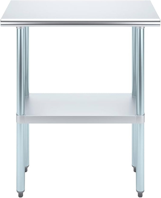 Stainless Steel Work Table | NSF Kitchen Island Food Prep | Laundry Garage Utility Bench (Table, 30" Long X 14" Deep)