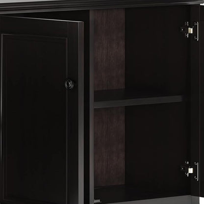 SIMPLIHOME Amherst 60-inch Wide Solid Wood 3-Door Storage Cabinet in Hickory Brown, Transitional-Style Buffet Sideboard for Living Room, Dining Room or Entryway