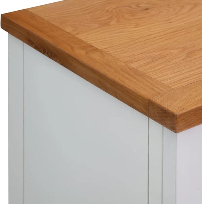 Solid Oak Wood Sideboard, 35.4"x13.2"x32.7", Brown & White Buffet Cabinet with Drawers, Storage for Kitchen Dining Room Kitchen Furniture