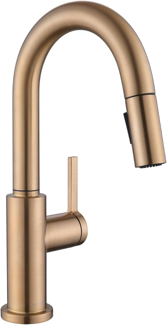 AguaStella AS32CPB Champagne Bronze Bar Faucet or Prep Kitchen Sink Faucet with Pull Down Sprayer and Single Handle