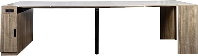 Modern Extendable Dining Table for 4-6 People with Outlet, Multifunctional Foldable Dinner Kitchen Table with Storage, Brown