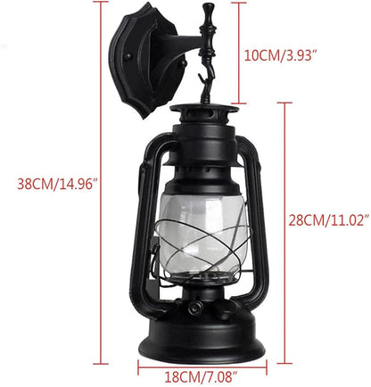 Futchoy FIKNEE Rustic Wall Lantern Light - Retro Antique Vintage Lamp - Porch & Outdoor Wall Sconce - Black