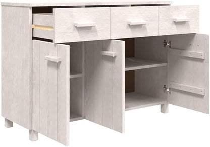 White Solid Pinewood Sideboard, 44.5" Modern Matte Finish Buffet Cabinet for Living Room, Dining Room Storage Furniture Kitchen Furnitur