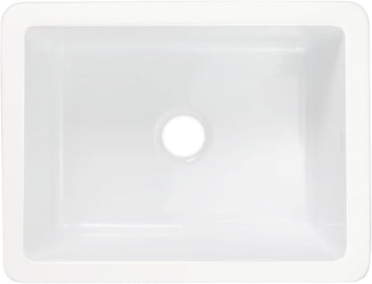Sinkology Eden Fireclay Undermount Kitchen Sink, Undermount Installation, Surefire Finish (Crisp White, 23")