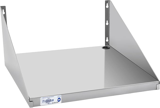 Profeeshaw Stainless Steel Microwave Shelf 24"x24", Heavy Duty Wall Mounted Floating Shelf, NSF Certified Appliance Rack for Commercial & Home Kitchens, Restaurants, Hotels, Bars