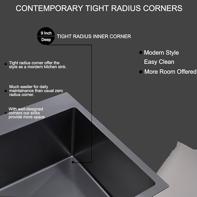 SHACO 30x18 Inch Drop In Black Kitchen Sink, 30 Inch Gunmetal Black Top Mount Single Bowl Commercial Kitchen Sink, Stainless Steel 16 Gauge Handmade Kitchen Sink with Strainer Drain