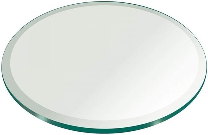 21 Inch Round Tempered Glass Table Top Beveled Polished Edge -3/8” Thick Round Glass Table Top–Heavy Duty, Dining, Coffee, and Office Tables by Fab Glass and Mirror