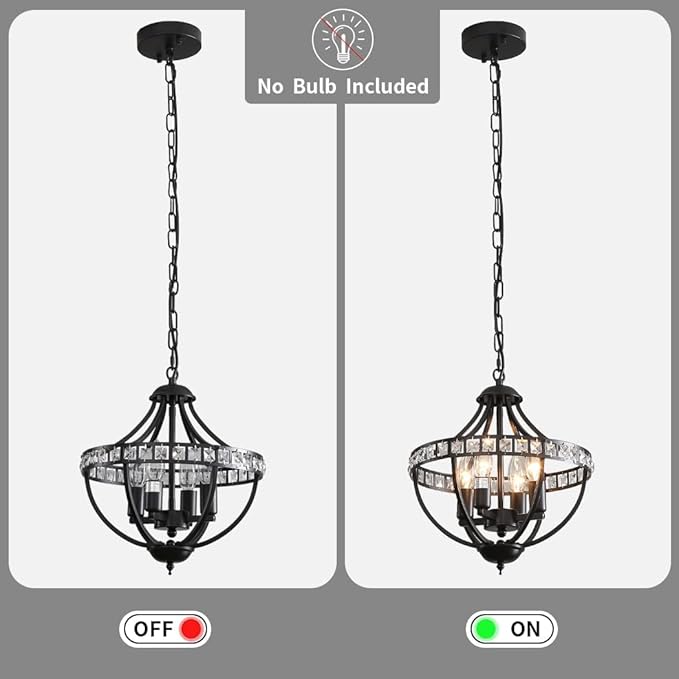 c Chandeliers，Farmhouse Ceiling Chandelier Rustic Vintage Black Pendant Hanging Lighting for Dining Room Living Room Entryway Kitchen Island Bedroom Foyer Lighting（4-Light）