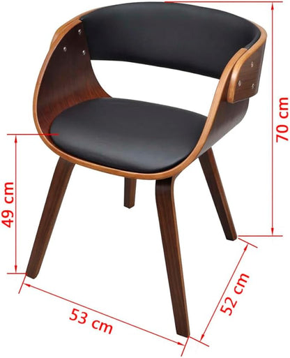 Modern Dining Chair Black Plywood Frame with Synthetic Leather Seat for Dining Room Kitchen Bedroom Vanity, Compact Size Ergonomic Design Comfortable Seating