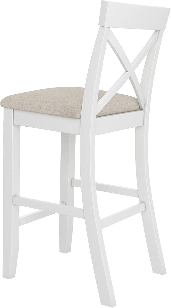 Farmhouse Dining Table Set,48" Rectangular Wood Bar Height Dining Set, Kitchen Breakfast Nook with 2 Upholstered Chairs for Small Places (Cherry+White/N*Bar)
