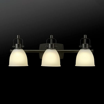 GLOBE Electric 52090 Gilroy 3-Light 25W Integrated LED Vanity Light with Selectable Color Temperature, Matte Black, Frosted Glass Shades, 1780 Lumens, 3000K-4000K-5000K Switch, Energy Star Certified
