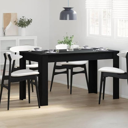 Black Oak Poly Rattan Outdoor Dining Table, 55.12 x 29.33 x 29.92 Inch Garden Patio Kitchen Table, Steel Frame Dinner Bar Unit, Easy Assembly
