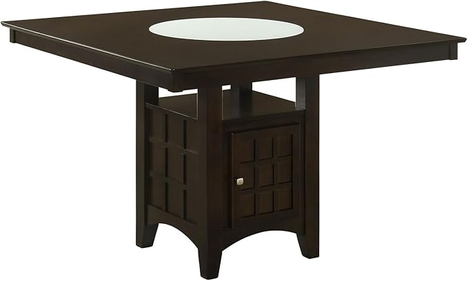 HomeStock Counter Height Dining Table - Square Kitchen Table with Storage - Cappuccino Finish