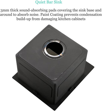 15 Inch Black Bar Sink Drop In,15x15 Drop In Bar Sink Stainless Steel Top Mount Rv Outdoor Sink 16 Gauge Deep Single Bowl Small Kitchen Sink with Dish Grid& Strainer