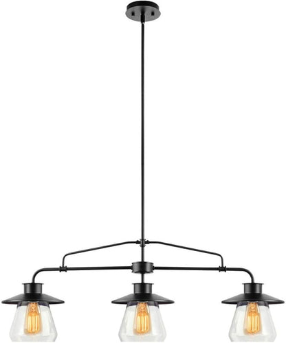 Globe Electric 64845 Nate 3-Light Pendant, Oil Rubbed Bronze, Clear Glass Shades, Bulb Not Included