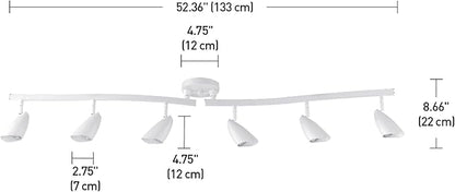 Globe Electric 59353 Grayson 6-Light Adjustable S-Shape Track Lighting, White Color, Matte Finish, 8.66", Bulbs Not Included