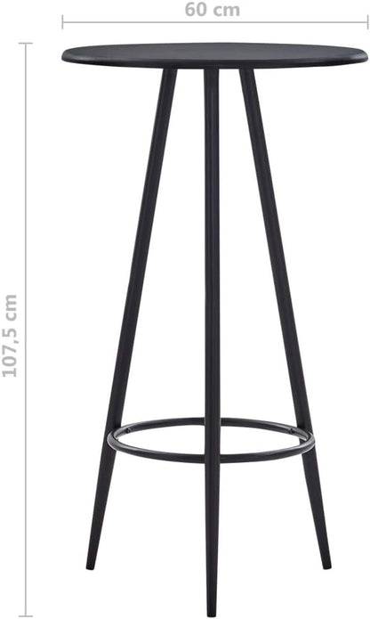 Black Bar Table with MDF Top and Steel Frame 23.6 x 42.3 Inches, Compact Design for Small Spaces, Seats Up to Four, Indoor Dining Furniture for Kitchen and Dining Room