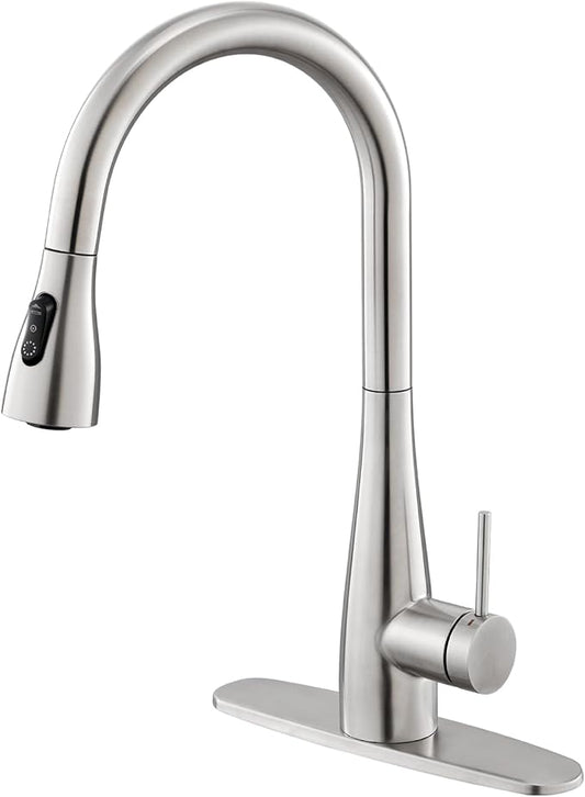 CREA Kitchen Faucet, Pull Down Kitchen Faucets with Sprayer 3 Modes, Uitility Laundry Faucets Single Hole Bar Sink Faucet 360° Swivel High Arc Commercial RV Faucet Stainless Steel